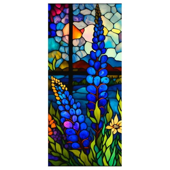 Vintage Stained Glass Window Film Static Cling Film Bathroom Glass Door Window Cling