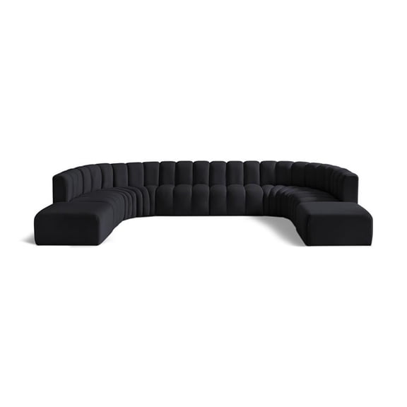 Meridian Furniture Arc Black Velvet Modular Sectional