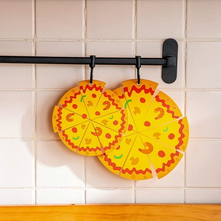 

CoCopeaunt Funny Pizza Coasters Set of 3 Non-Slip Insulation PVC Drink Coasters and Trivets for Hot Pots and Pans (3 M)