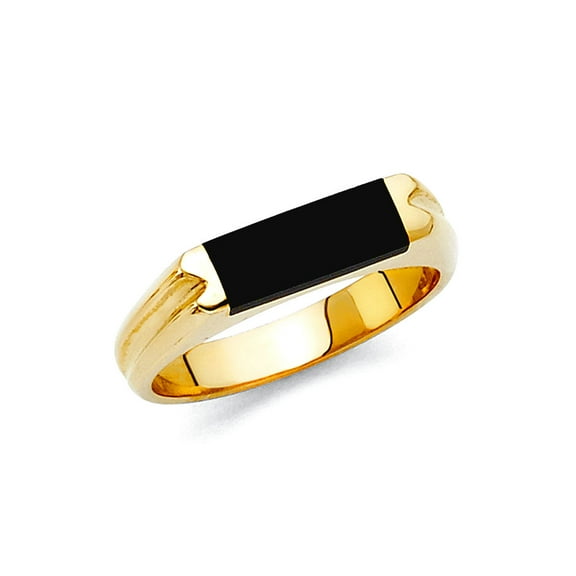 14k Yellow Gold Simulated Onyx Ring Size 10 Ring for Women - 4.0 Grams