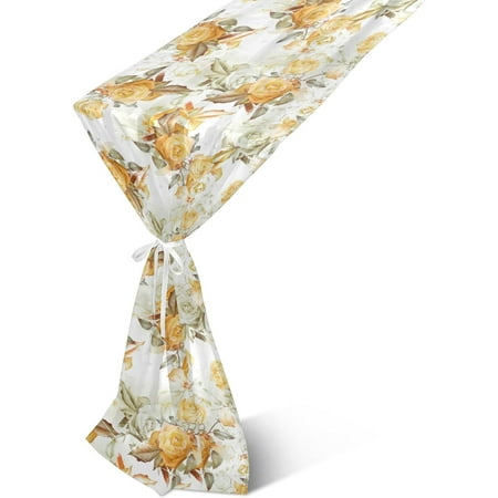 

Hyjoy Table Runner Yellow Roses Machine Washable Non-Slip Farmhouse Table Runners for Dinner Party Holidays Home Decor 13 x 90 Inch