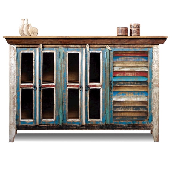 Crafters and Weavers La Boca Sideboard with Glass Doors - 55"
