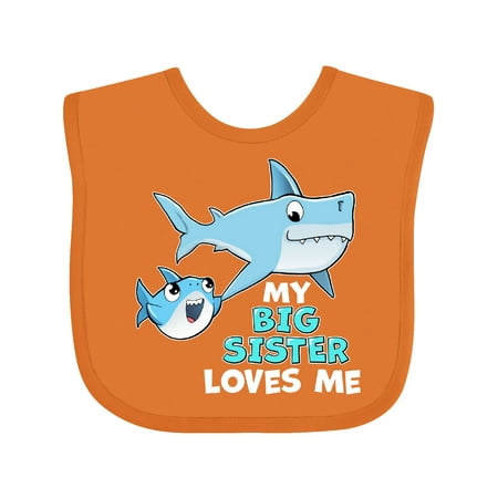 

Inktastic My Big Sister Loves Me with Cute Sharks Gift Baby Boy or Baby Girl Bib