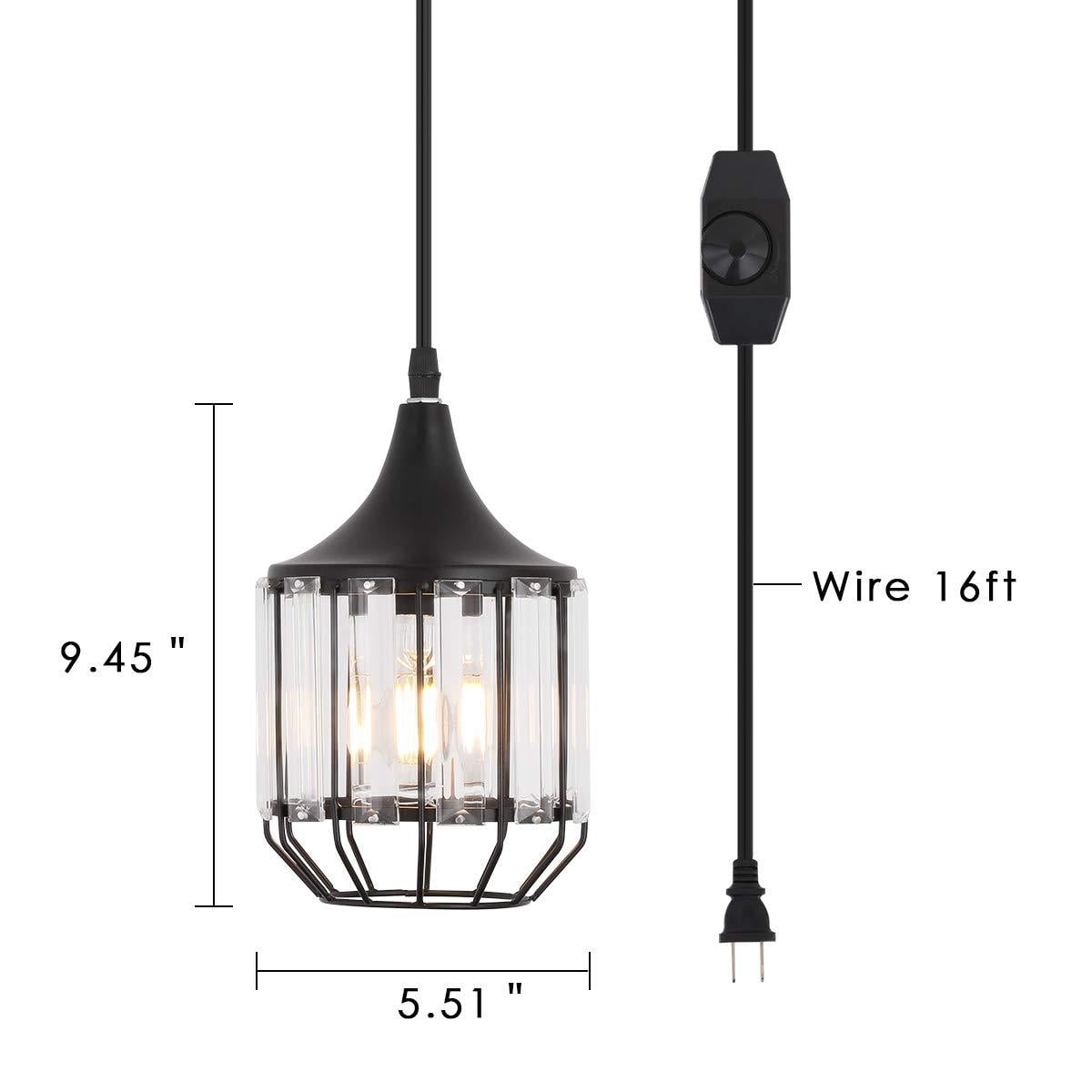 Hanging Lamps Swag Lights Plug In Pendant Light 16 Ft Cord And Chain Cage Line On Off Dimmer Switch For Kitchen Island