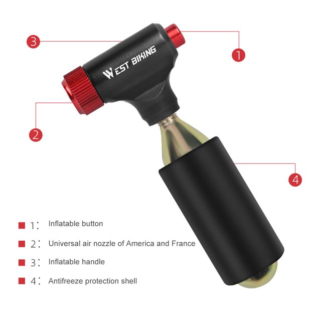 Ciclismo WEST BIKING CO2 MTB Road Bike inflador de neumáticos cabeza de bomba para válvula Presta Schrader Ehuebsd Para estrenar