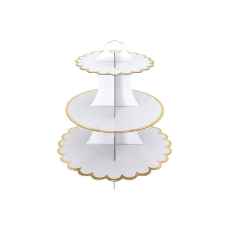 

Linyer 3-Tier Cake Stand Cupcake Mousse Snacks Food Display Holder Home Festival Wedding Anniversary Table Decoration Tray White