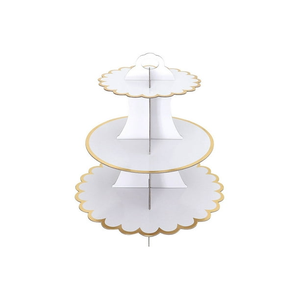 Soporte de pastel de 3 niveles Cateissary para pastelería color blanco