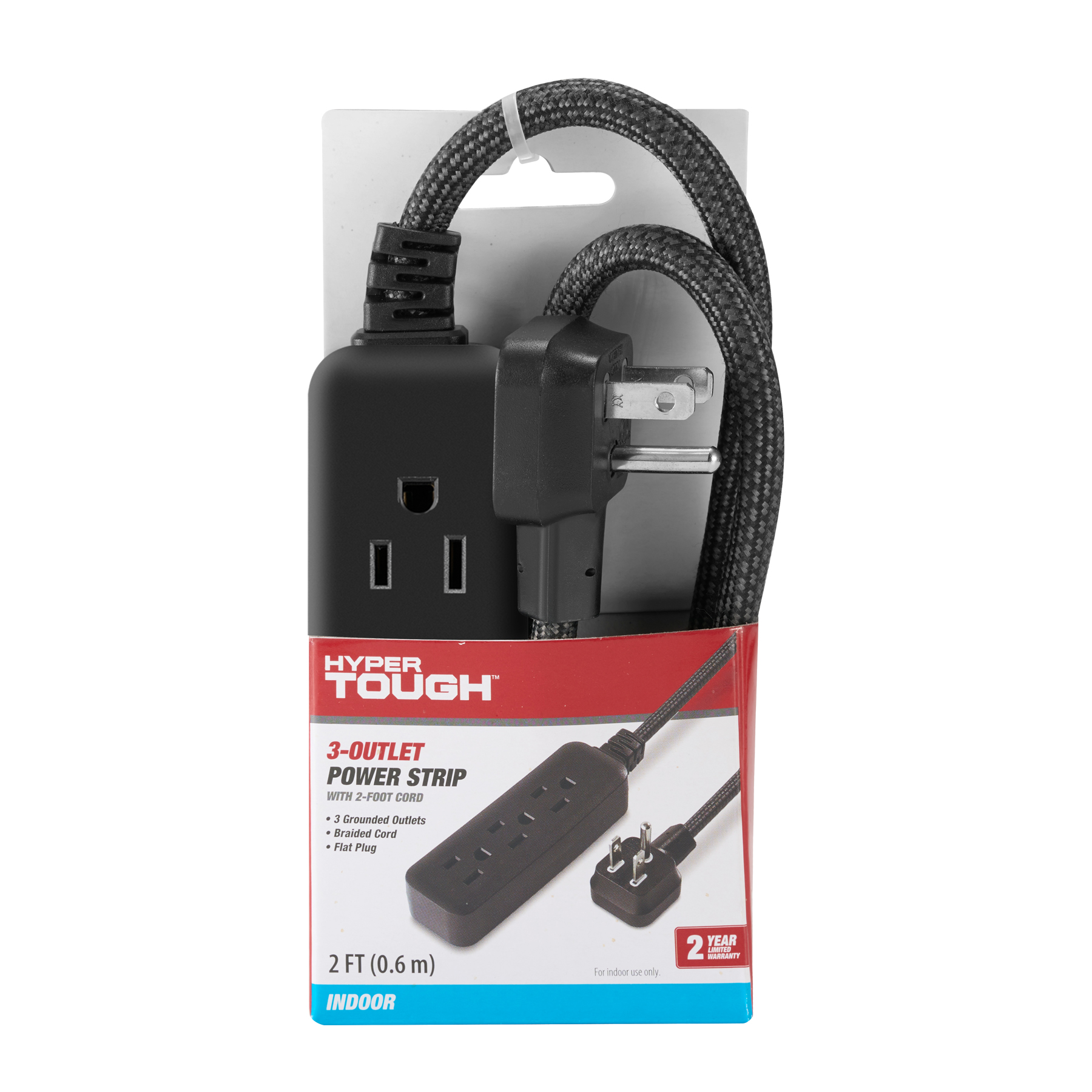 Hyper Tough 2-Pack Flat Plug Extension Cord, 2 Ft, 3 Outlets photo 8