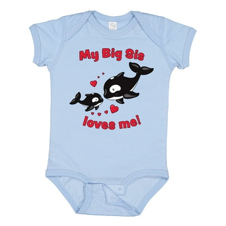 

Inktastic My Big Sis Loves Me Orca Family Gift Baby Boy or Baby Girl Bodysuit