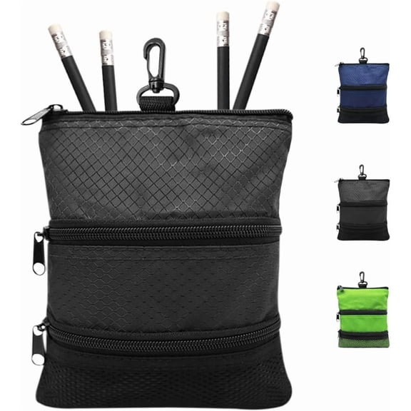 Golf Pouch Bag for Valuables Tee Color , Zippered Pocket Gear Clip Hook to Bag