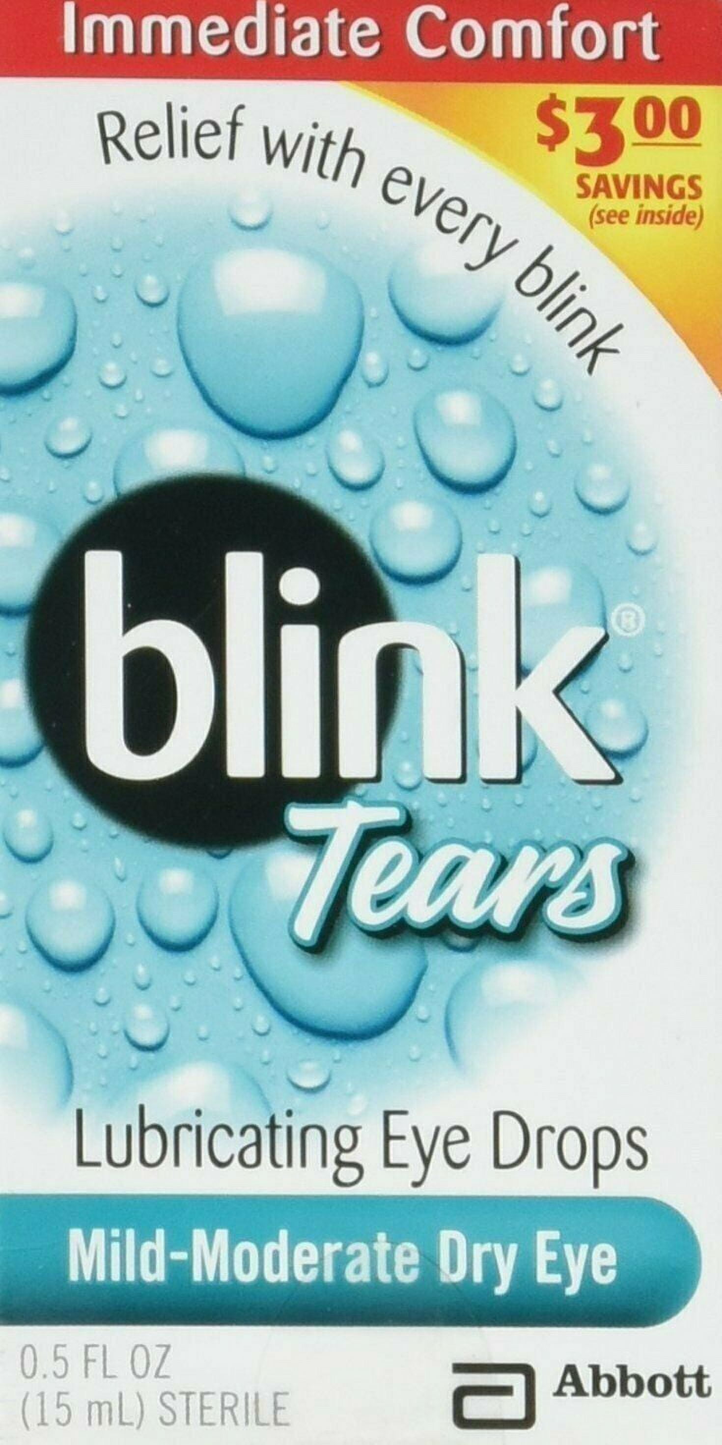 Blink Tears Lubricating Eye Drops Mild-Moderate Dry Eye 0.5 Fl Oz Sterile 6 Pack