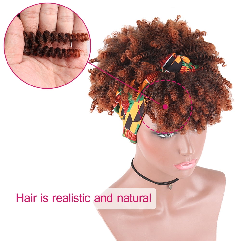 SUCS Headband Wig for African Women Curly Hair Bangs One Piece Headband Wig Synthetic Wig Headband