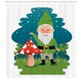 thumbnail image 3 of Ambesonne Gnome Shower Curtain, Elf with Mushroom in Forest, 69"Wx70"L, Fern Green Petrol Blue, 3 of 3