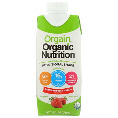 Orgain Nut Shake Organic Strawberry & Cream, 11 Fl Oz