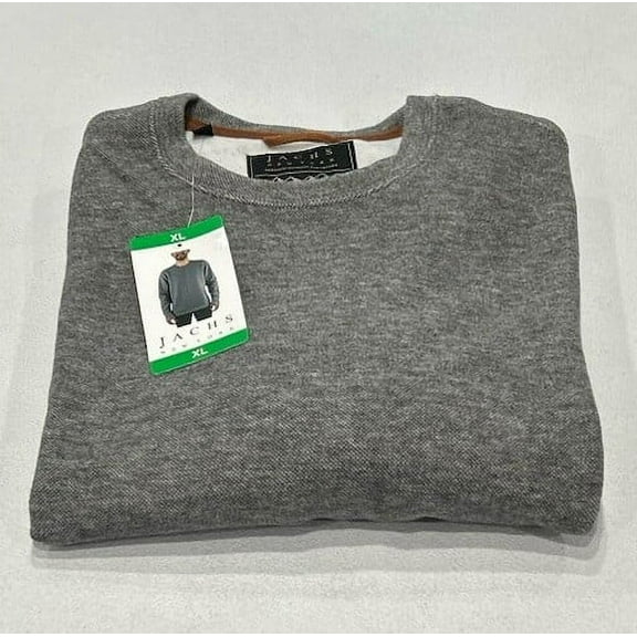 Jachs New York Men's Crew Neck Long Sleeve Fleece Sweatshirt, Gray, Size XL