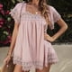thumbnail image 2 of Top De Crochet De Encaje Suelto Para Mujer Blusas De Encaje De Verano Para Mujer Blusas De Encaje De Verano Para Mujer Blusas Fluidas De Manga Corta Con Cuello Cuadrado Camisas ANGGREK AH2761, 2 of 6