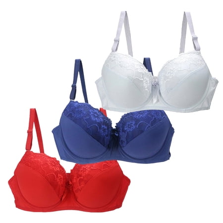 Gkeoshab Women s Bras Women s Lace & Embroidery Underwire Bra Thin Plus Size Floral Embroidered Full Cup Bra I 95D