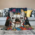 thumbnail image 2 of JEUXUS French Bulldog Print Blanket Throw Blanket Ultra Soft Flannel Bed Blanket Warm Fuzzy Plush Blanket, 2 of 6