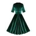 thumbnail image 3 of DeHolifer Women Dresses 1950s Vintage Audrey Hepburn Style Cocktail Party Swing Sleeveless Dresses Retro Rockabilly Prom Dresses Green M, 3 of 7