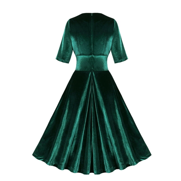 slim fit dress slacks Green Chelsea Floral Embroidered Collar Audrey Hepburn 1950s Dress, Green / Xs
