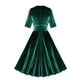 thumbnail image 3 of Puntoco Vestido De Manga Corta Con Cuello En V, Vestido Retro Hepburn Para Niña, Falda Completa Con Cuello En V Y Manga Corta, Verde L, 3 of 8