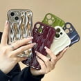 thumbnail image 5 of for iPhone Case,Cute Water Ripple Pattern Curly Wave Frame Bumper Camera Lens Protection Soft Shockproof Phone Case (Silver,iPhone 13 Pro), 5 of 6
