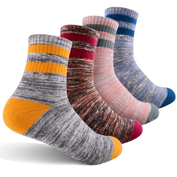 FEIDEER Women's Hiking Walking Socks, 4-Pack Outdoor Recreation Wicking Cushion Crew Socks (TJ-2-4WS18104-M)