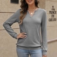 thumbnail image 2 of AGWOLF V Neck Sweatshirt for Women Comfort Long Sleeve Pullover Fall Outfits Casual Women Tops Gray S, 2 of 9