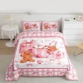 thumbnail image 2 of Feelyou Xmas Gingerbread Man Queen Comforter Set, Pink Buffalo Bedding Comforter Set, 3pcs, 2 of 8