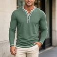 thumbnail image 2 of JIAYUE Men's T Shirt Fashionable Contrast Color Trim Henley Long Sleeve Shirts V Neck Buttons Placket Slim Fit Casual Pullover Tops For Commute Travel And Daily Comfortable Wear, 2 of 7