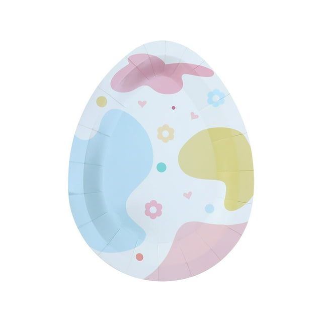 Assiettes en Papier Jetables Motif Oeuf de Pâques, Lot de 10, Imperméables, Résistantes à l'Huile, Vaisselle en Pâte Robuste pour Fête