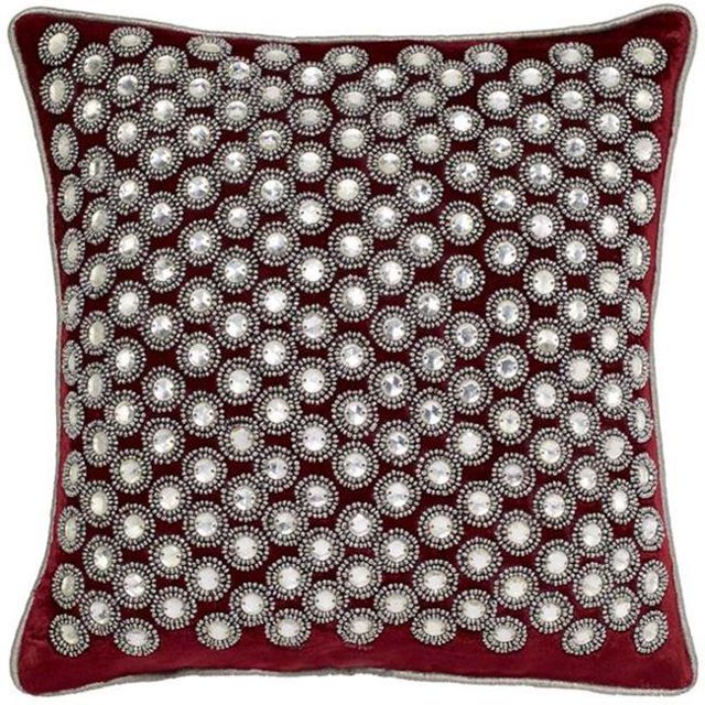 Sterling Velvet Crystals Pillow - Burgundy - 12 x 12 in.