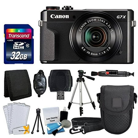 Canon PowerShot G7 X Mark II Digital Camera + Transcend 32GB Memory Card + Point & Shoot Camera Case + Full Tripod + Card Reader + Memory Card Wallet + Screen Protectors + Cleaning Kit + Valued (Best Value Point And Shoot Camera 2019)