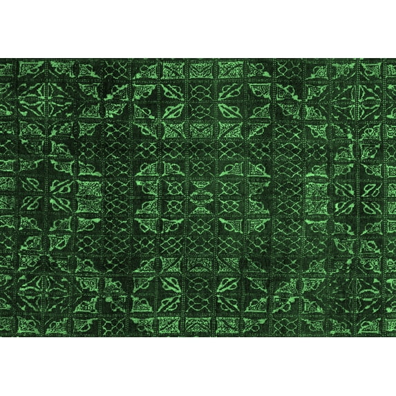 Ahgly Company Indoor Rectangle Abstract Emerald Green Modern Area Rugs, 8' x 12'