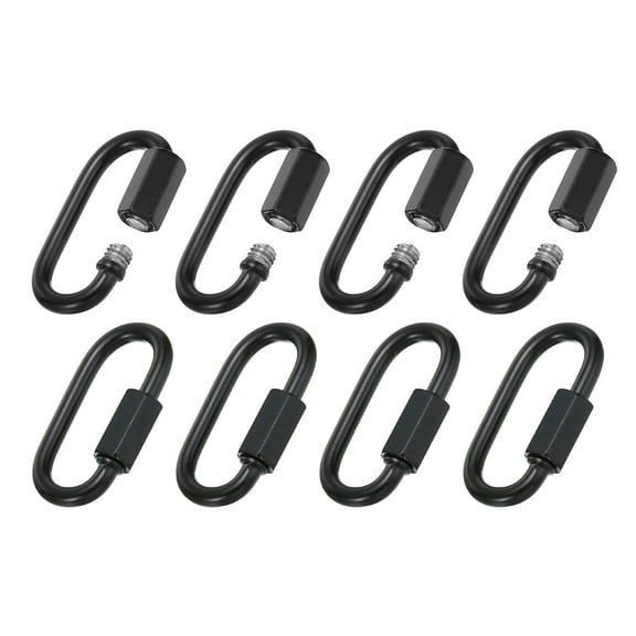 Uxcell 4mm 304 Stainless Steel Chain Quick Links Screw Locking Chain Connector Oval Ring Clips 507 Lbs Black 8 Pack
