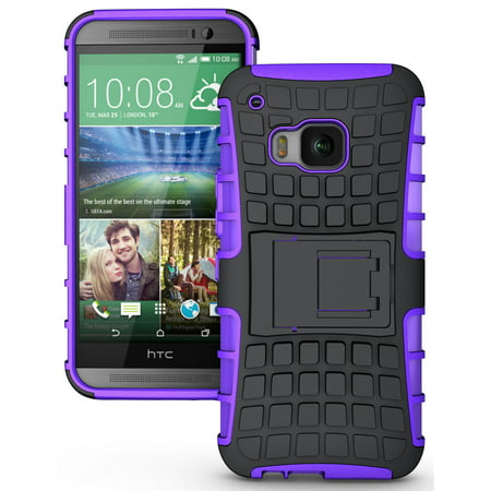 NAKEDCELLPHONE'S PURPLE GRENADE GRIP RUGGED TPU SKIN HARD CASE COVER STAND FOR HTC ONE M9 PHONE (Verizon, Sprint, AT&T, T-Mobile, Unlocked, One M9 (Best Phone Cases For Htc One M9)