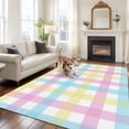 thumbnail image 2 of Area Rug for Living Room, Easter Plaid Non-Slip Indoor Large Carpet for Bedroom/Dining Room, Spring Buffalo Plaid Simple Colorful Washable Low-Profile Rectangle Floor Runner Rugs - 6 x 9 Ft, 2 of 8