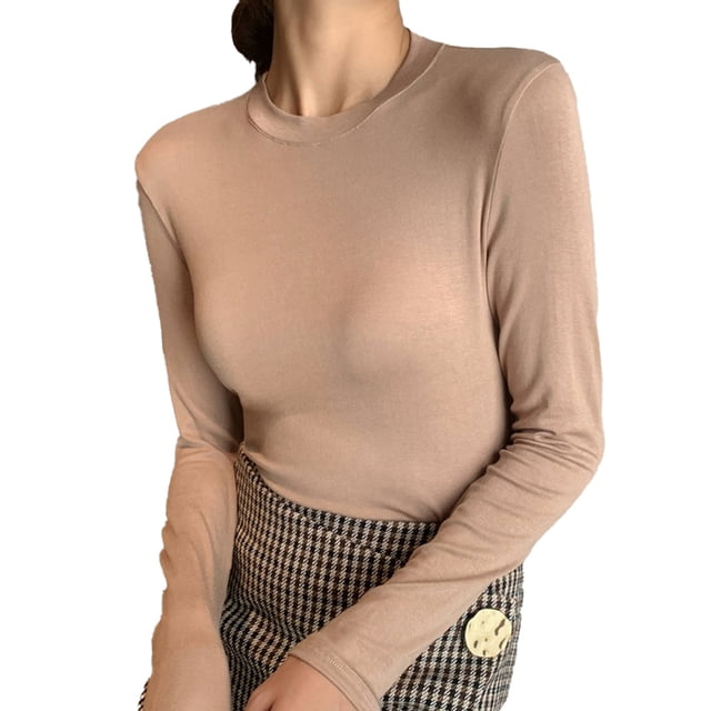Blusas Mangas Largas Slim Fit Underscrub Winter Basics T-Shirt Tops Adepaton BST2001696-6