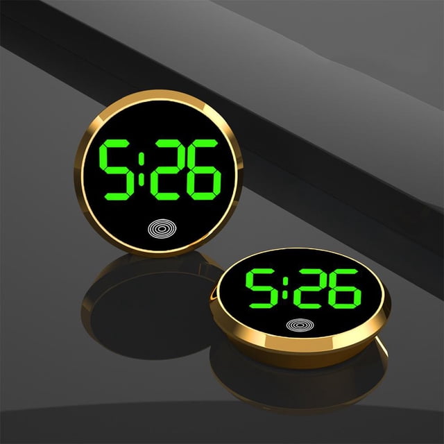 Wmool LIUZHIPENG 1 Pcs Automotive Stick Clock, Small Digital Clock for Dashboard, Touch Control Car Mounted Screen Digital Clock, Mini Luminous Car Dashboard Round #air# Vent Stick-On Clocks Watch