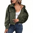 thumbnail image 2 of Aboser Corduroy Cropped Jackets for Women Streetwear Trendy Button Down Coats Warm Fleece Long Sleeve Jacket Collared Short Coat, 2 of 8