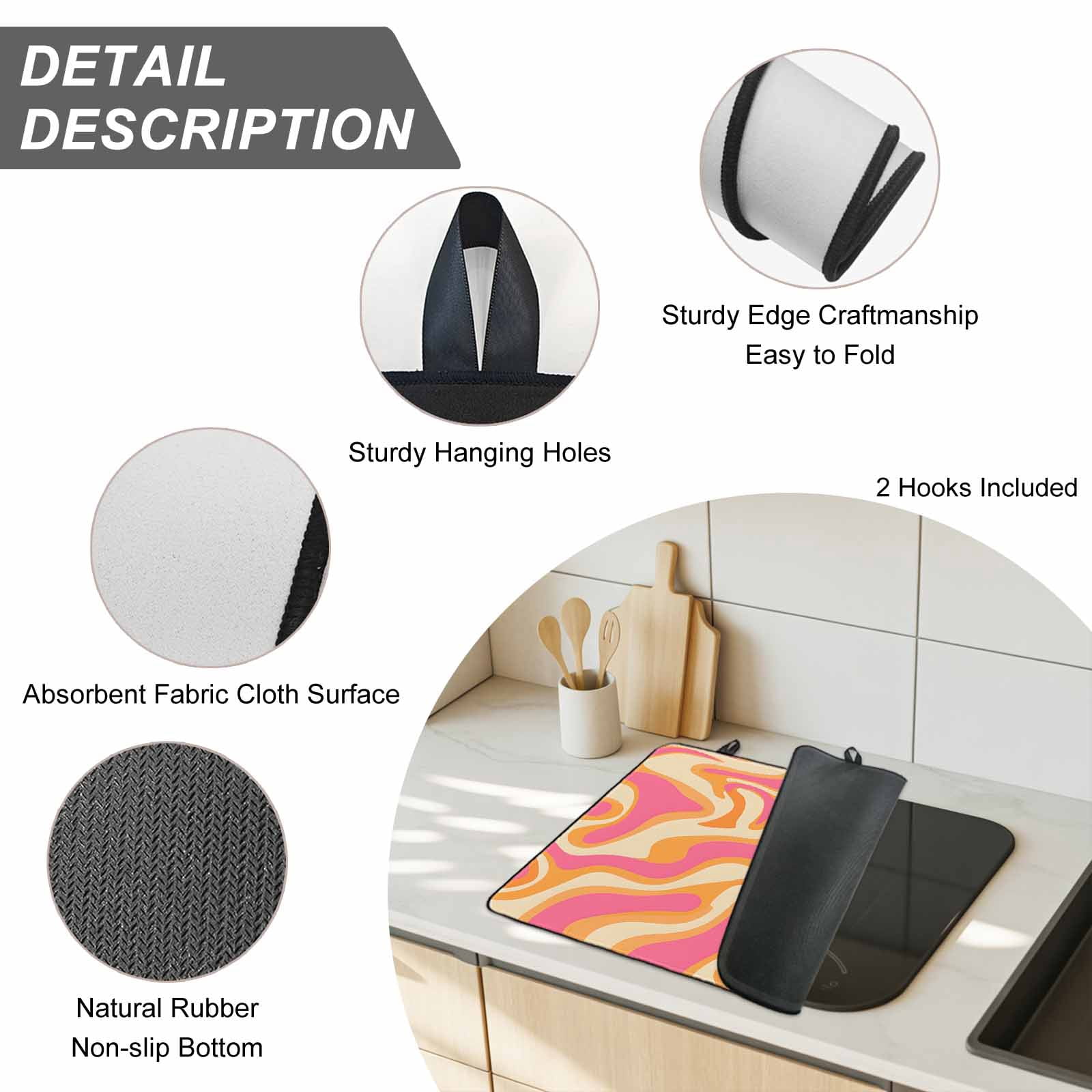 Pink Orange Stove Top Cover for Electric Stove, Heat-proof & Non Slip Glass Top Stove Cover Protector, Art Abstract Modern Geometric Kitchen Flat Cooktop Rubber Mat 24x21 Inches