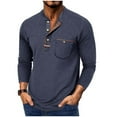thumbnail image 2 of Chbgutlmr Shirts for Men V Neck Button Long Sleeve Comfy Solid Color Fall Casual Work Shirts Tops Pockets, 2 of 7