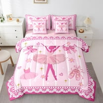 Erosebridal Pink Baller Gril Bedding Sets Twin Size,Retro Flower Floral Comforter Sets with Sheets,Fariy Tale Bed in a Bag Twin Size For Princess,Microfiber Room Decor Reversible,7-Piece
