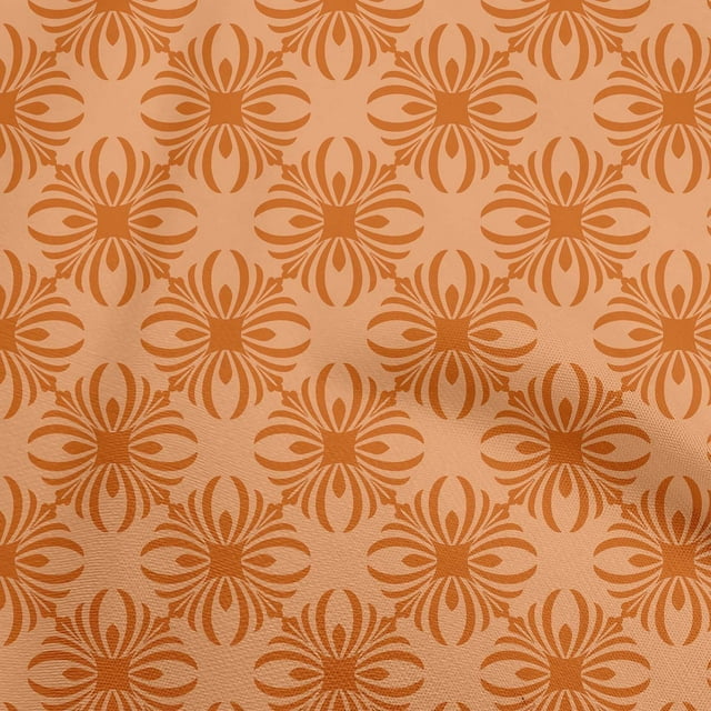 oneOone Cotton Poplin Orange Fabric Asian Block Craft Projects Decor Fabric Printed By The Yard 42 Inch Wide
