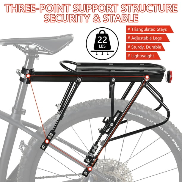 Porte-bagages De Vélo à Dégagement Rapide, Alu Noir, Charge Utile 220 Lbs (env. 100 Kg)