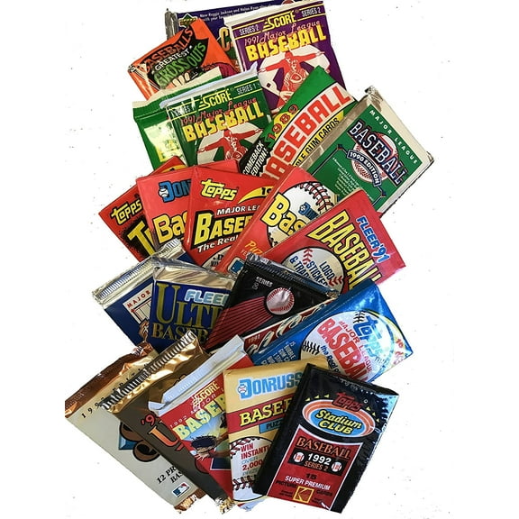 100 Vintage Baseball Cards in Old Sealed Wax Packs - Perfect for New Collectors