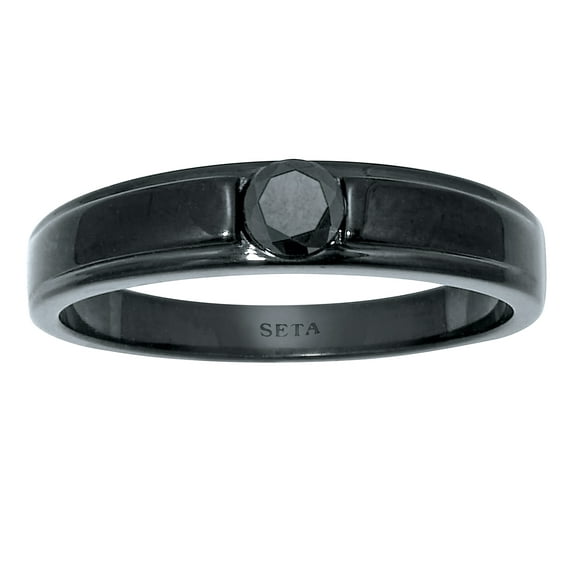 PalmBeach Jewelry .25 TCW Men's Round Black Cubic Zirconia Black Ion-Plated Stainless Steel Ring
