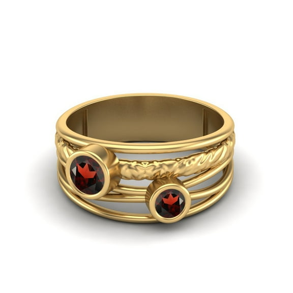 4mm Round Garnet Handmade Split Shank Band 925 Sterling Silver Gold Vermeil Dual Stone Women Mother's Day Gift Ring