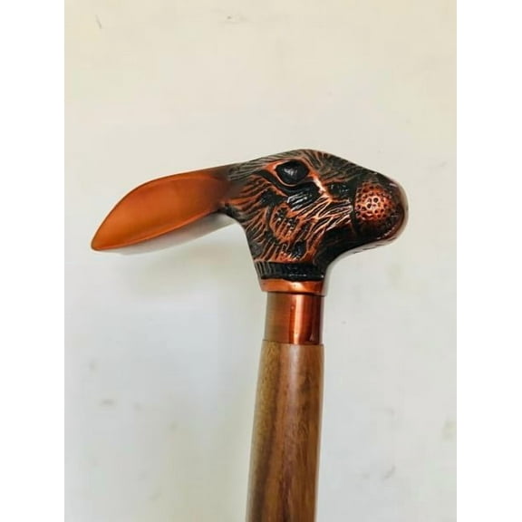 NAUTICALMARTUS BY Antique Rabbit Head Walking Cane Elegant Victorian Style Wooden Shaft Walking Stick Cane for All Ages
