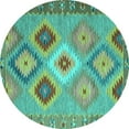 thumbnail image 1 of Ahgly Company Machine Washable Indoor Round Southwestern Turquoise Blue Country Area Rugs, 8' Round, 1 of 4